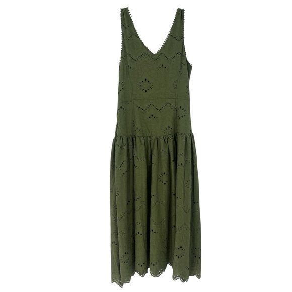 NWT’S HOUSE OF HARLOW 1960  Button Front Cotton Eyelet Dress in Olive Green sz 8 - Picture 7 of 15